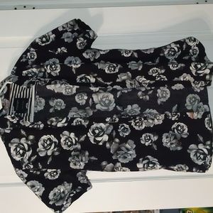 Rose button up short sleeve shirt